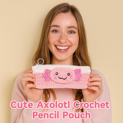 Axolotl Pencil Pouch Crochet Kit
