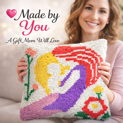 Mom & Child in Bloom Latch Hook Pillow Kit