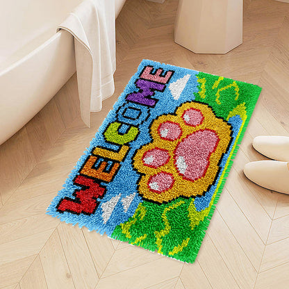WELCOME Dog Paw Latch Hook Rug Kit