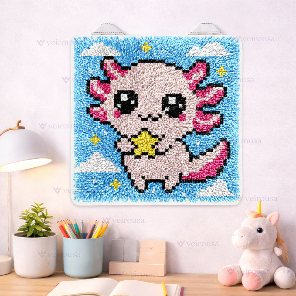 Veirousa Axolotl Latch Hook Mini Rug Kit