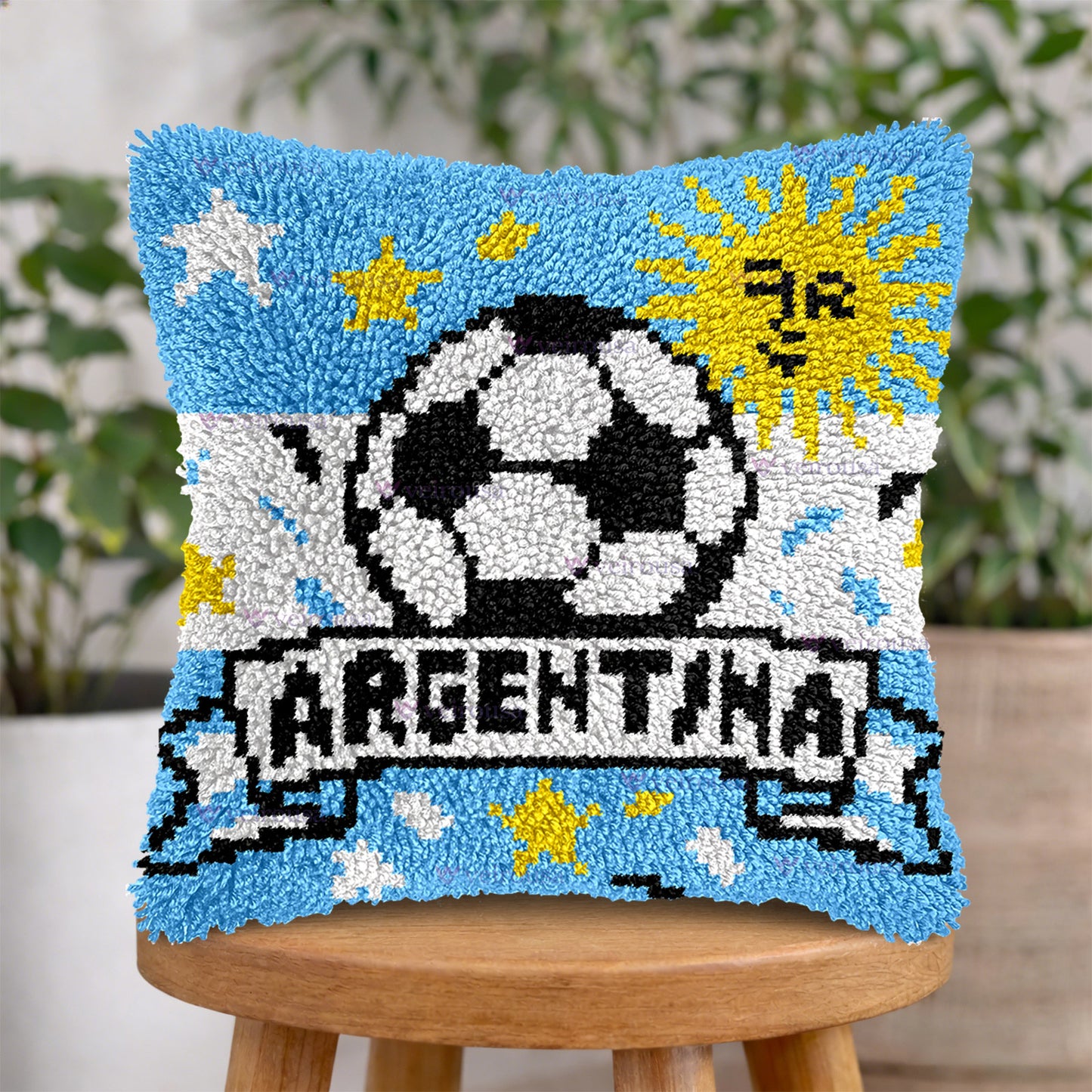 Veirousa Argentina Soccer Team Latch Hook Pillow Kit