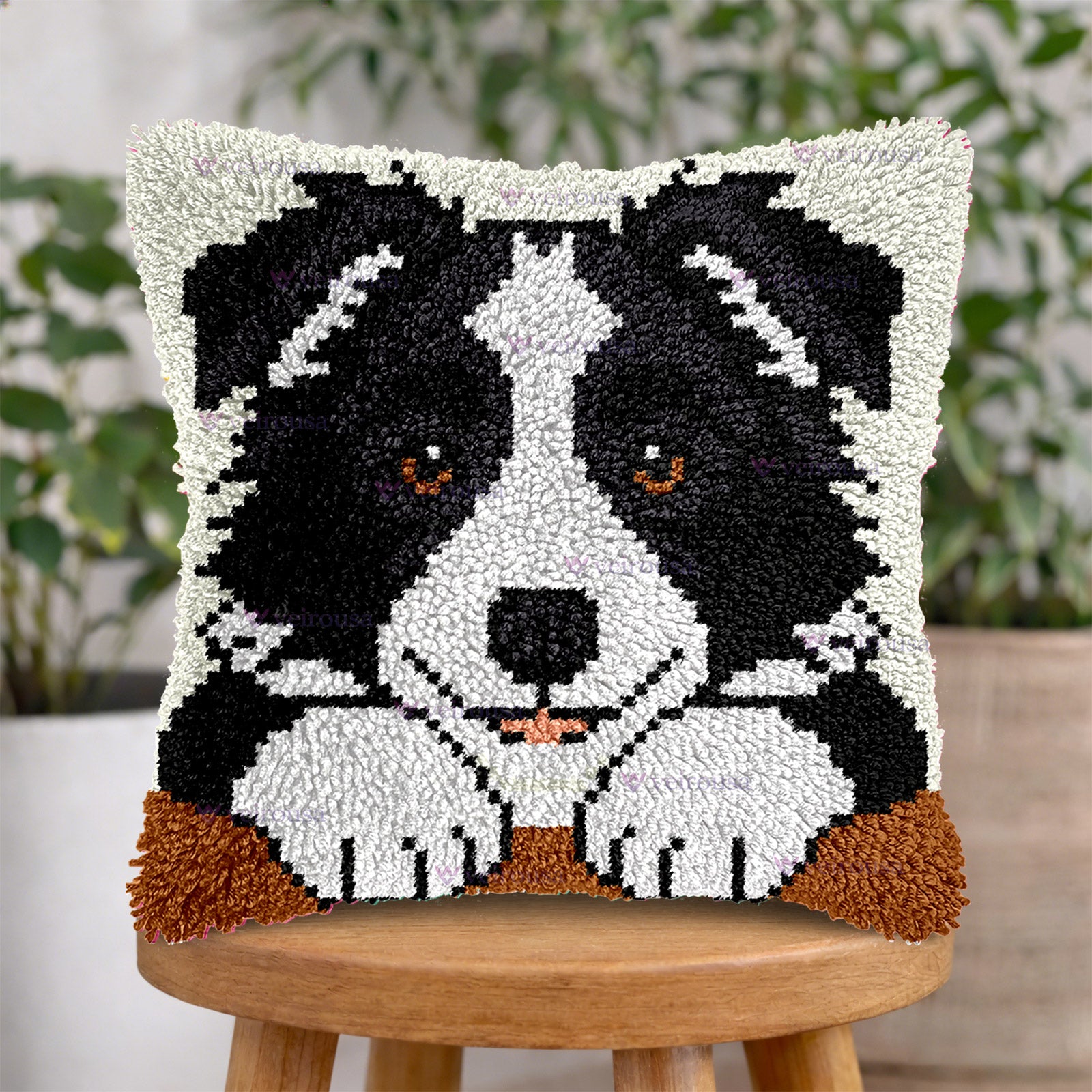 Veirousa Border Collie Latch Hook Pillow Kit