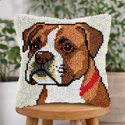 Veirousa Boxer Dog Latch Hook Pillow Kit