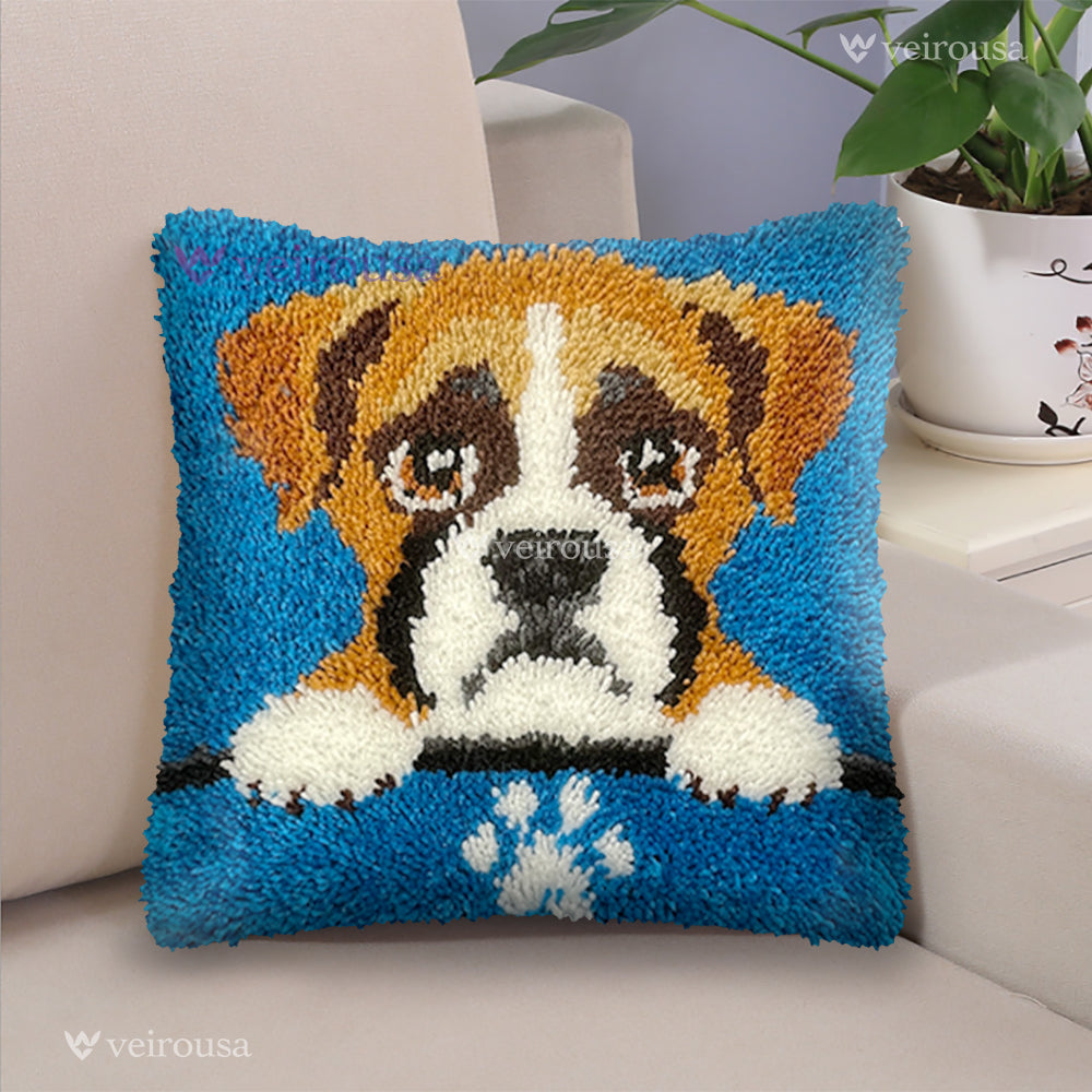 Veirousa Boxer Puppy Latch Hook Pillow Kit