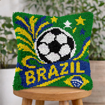 Veirousa Brazil Soccer Team Latch Hook Pillow Kit
