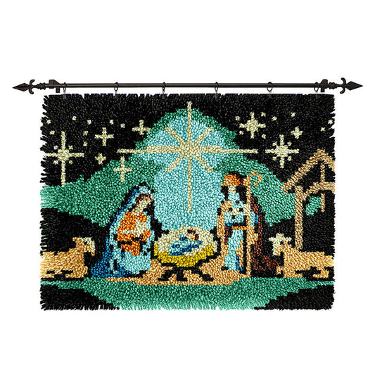 Veirousa Christmas Nativity Scene Latch Hook Rug Kit