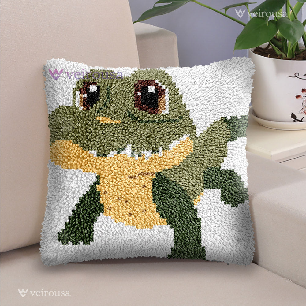 Veirousa Cute Crocodile Latch Hook Pillow Kit