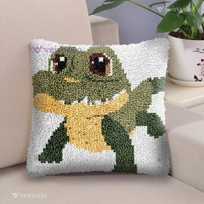 Veirousa Cute Crocodile Latch Hook Pillow Kit