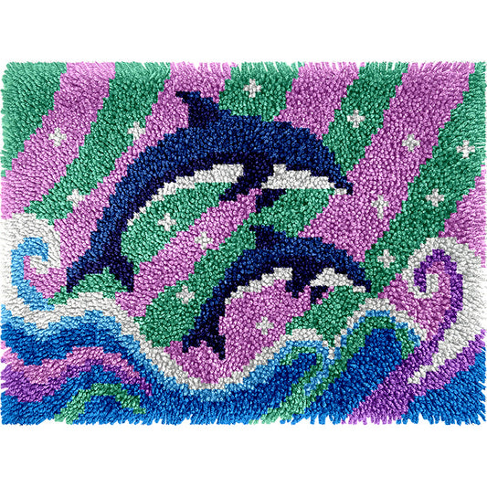 Veirousa Dancing Dolphins Latch Hook Rug Kit