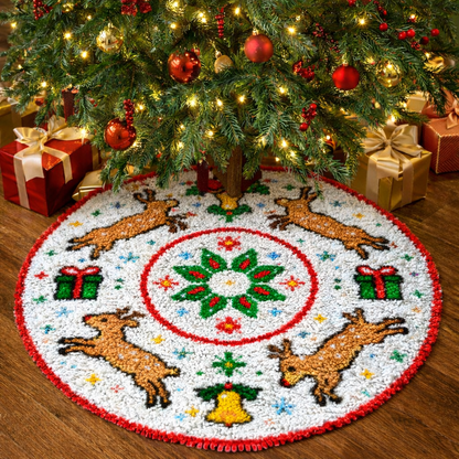 Veirousa Deers And Bells Christmas Tree Skirt Latch Hook Kit