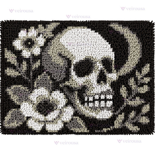 Veirousa Floral Skull Latch Hook Rug Kit