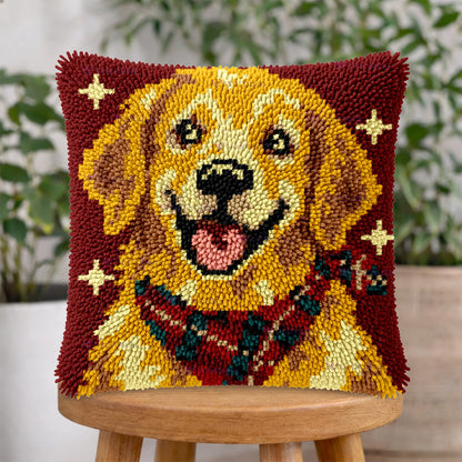Veirousa Front-Facing Golden Retriever Latch Hook Pillow Kit