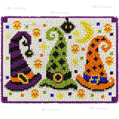 Veirousa Halloween Witch Hats Latch Hook Rug Kit