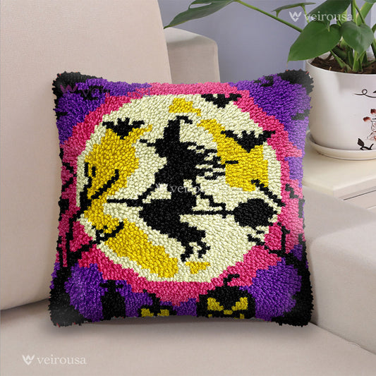 Veirousa Halloween Witch Moon Latch Hook Pillow Kit