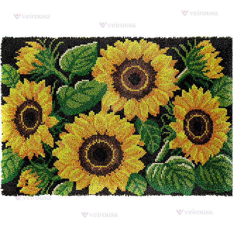 Veirousa Large Size Blooming Sunflowers Latch Hook Rug Kit
