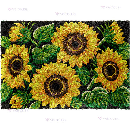 Veirousa Large Size Blooming Sunflowers Latch Hook Rug Kit