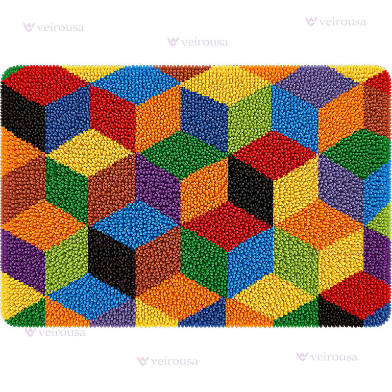 Veirousa Large Size Colorful Patchwork Latch Hook Rug Kit
