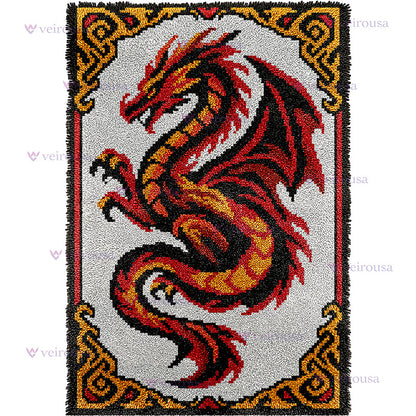 Veirousa Large Size Fire Dragon Latch Hook Rug Kit