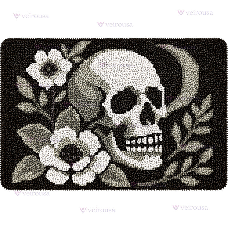 Veirousa Large Size Floral Skull Latch Hook Rug Kit