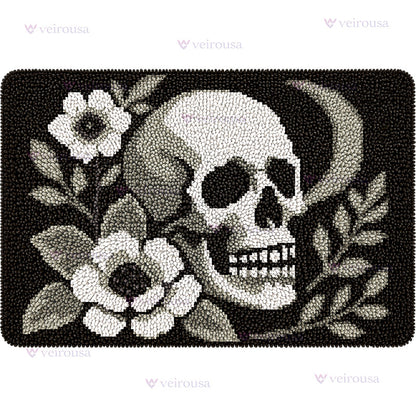 Veirousa Large Size Floral Skull Latch Hook Rug Kit