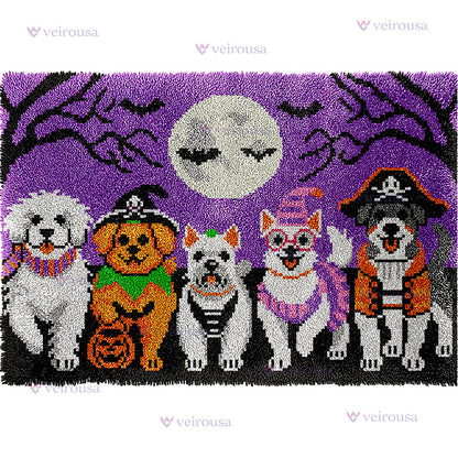Veirousa Large Size Halloween Puppies Latch Hook Rug Kit