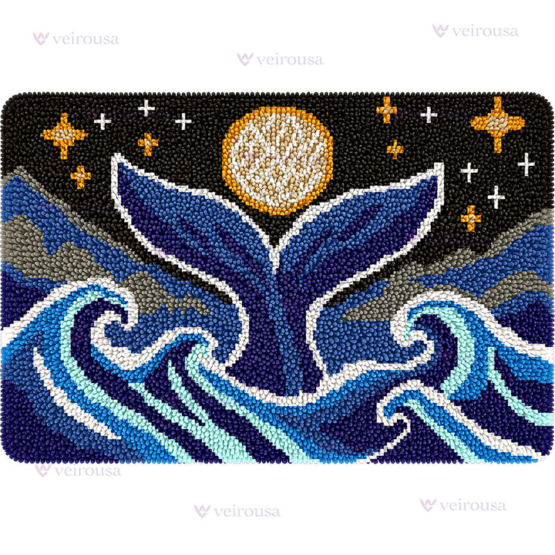 Veirousa Large Size Moonlit Whale Tail Latch Hook Rug Kit