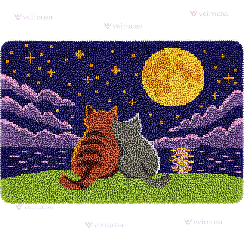Veirousa Large Size Stargazing Cats Latch Hook Rug Kit