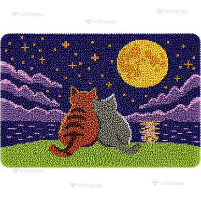 Veirousa Large Size Stargazing Cats Latch Hook Rug Kit