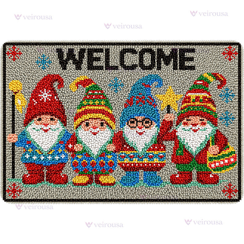 Veirousa Large Size Welcome Gnomes Latch Hook Rug Kit