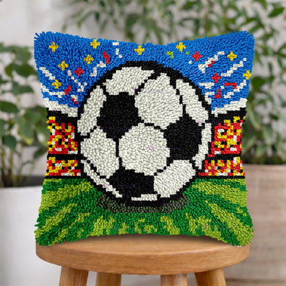 Veirousa Match Day Soccer Ball Latch Hook Pillow Kit