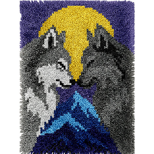 Veirousa Moonlit Wolves Mountain Latch Hook Rug Kit