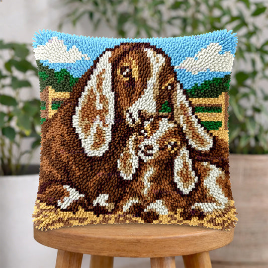 Veirousa Nubian Goats Latch Hook Pillow Kit