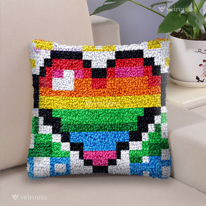 Veirousa Rainbow Love Heart Latch Hook Pillow Kit