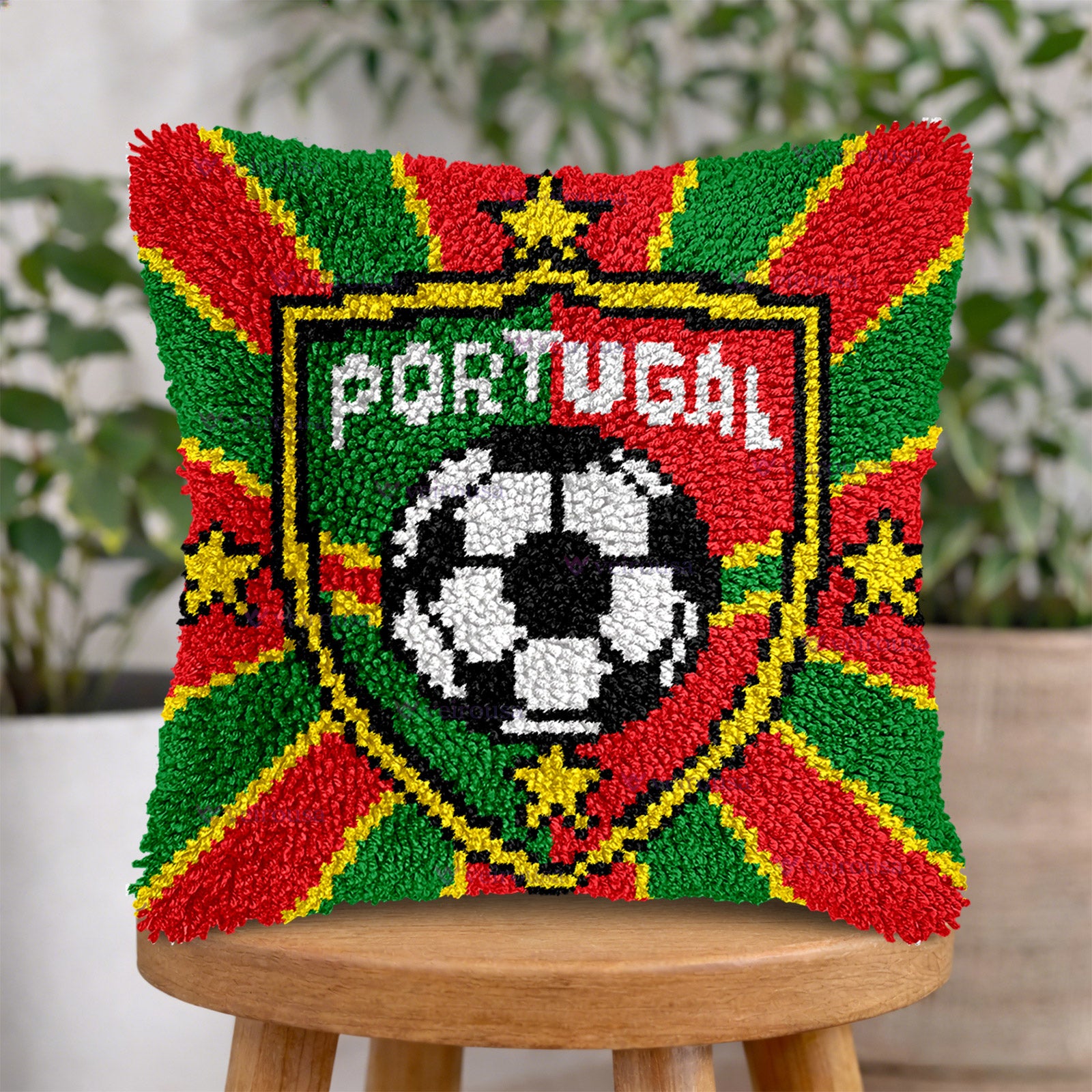 Veirousa Portugal Soccer Team Latch Hook Pillow Kit