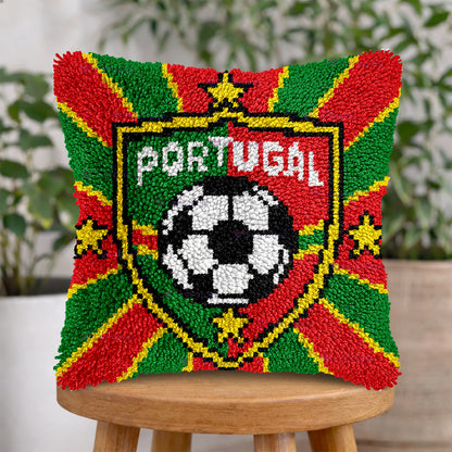 Veirousa Portugal Soccer Team Latch Hook Pillow Kit