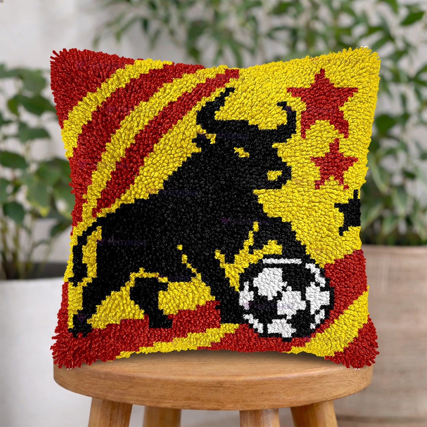 Veirousa Spain Soccer Team Latch Hook Pillow Kit