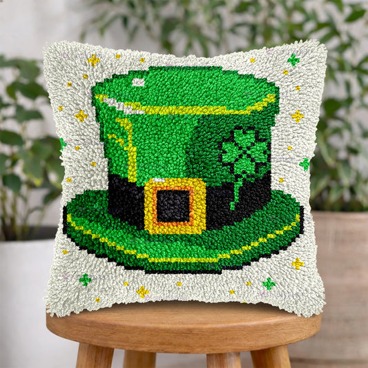 Veirousa St. Patrick’s Day Green Hat Latch Hook Pillow Kit