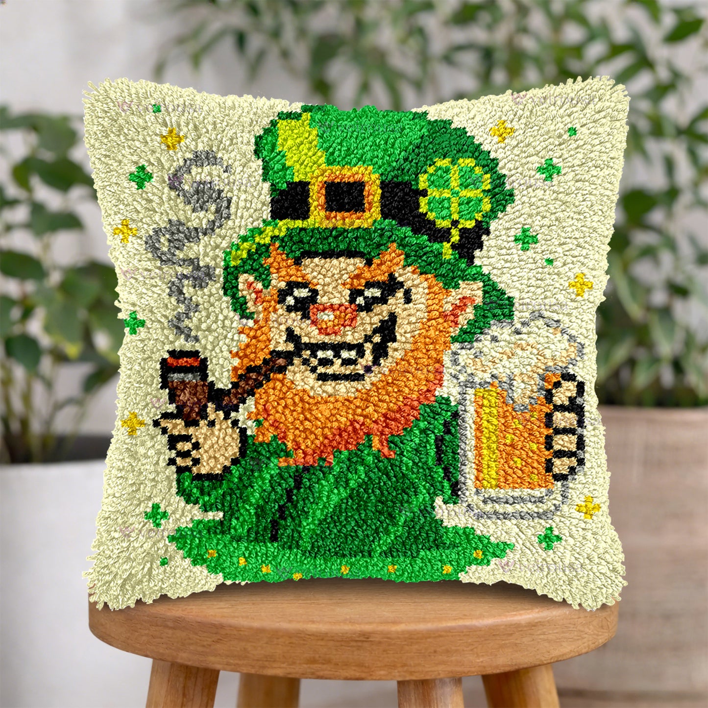 
Veirousa St. Patrick’s Day Leprechaun And Beer Latch Hook Pillow Kit