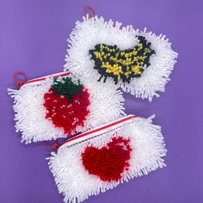 Veirousa Strawberry Banana And Heart Pencil Case Latch Hook Kit