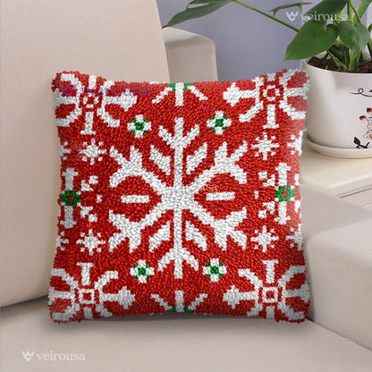 Veirousa Xmas Snowflake Latch Hook Pillow Kit