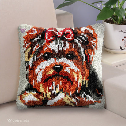 Veirousa Yorkshire Terrier Dog Latch Hook Pillow Kit
